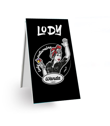 Potykacz reklamowy lody włoskie i gałkowe